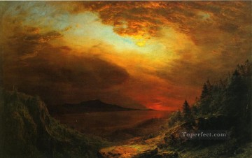 風景 Painting - 夕暮れの山 デザート島 メイン州の風景 ハドソン川 フレデリック・エドウィン教会 山